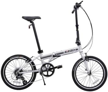 ZiZZO Liberte Plus 23lb Lightweight Aluminum Alloy 20-Inch 8-Speed Folding Bicycle with Quick Release Wheels (Sliver/Black)