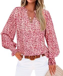 MASCOMODA Womens Boho Floral Long Sleeve Loose Chiffon Blouses