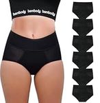 Bambody Absorbent Panty: Period Underwear for Women - Menstrual, Postpartum, Maternity Soft, Breathable Underwear - 4 Tampons, 6 Pack: Black, Large