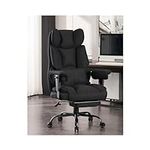 Efomao Fabric Office Chair, Big and Tall Office Chair 400 lb Weight Capacity, High Back Executive Office Chair with Foot Rest, Ergonomic Office Chair for Back Pain Relief, Black