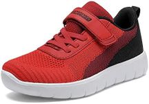 DREAM PAIRS Boys Girls Shoes Kids Tennis EZ-Ons MagicZips Athletic Running Walking Sneakers,Size 2 Little Kid,Red/Black,Zoom-K