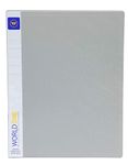 Worldone Spring Kobra File with Half Pocket on Inside Cover, Spine Label, 0.8 mm Thick Virgin PP Sheet, High Tension Chrome Plated Spring Stainless Stell Sorter, Grey, Size A4, Pack of 4