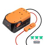 Power Wheel Adapter for Ridgid AEG 18V Hyper Lithium Battery Adapter Battery Converter Kit with Switch Fuse & Wire Terminals 14AWG Wire Power Connector RC Toy RC Car Robotics Work Lights