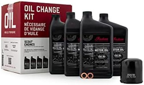 Indian Motorcycle Oil Change Kit for All 60 & 69 Cu In Liquid-Cooled Scout Engines, 4 Quarts 15W-60 Full Synthetic Oil, 1 Oil Filter, 2 Washers, Clutch Performance, Engine Protection - 2880191