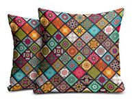 sleep nature's Jute Fabric Printed Decorative Throw/Pillow Covers, Cushion Covers for Living Room, Bed Room, Sofa,Chairs Pack/Set of 2 (Multicolour, Size 16 X 16 Inches), 200 TC