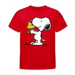 Spreadshirt Peanuts Snoopy and Woodstock Kids' T-Shirt, 122/128 (7-8 Years), red