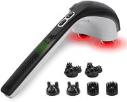 Snailax Cordless Handheld Back Massager with Heat,Deep Tissue Percussion Massager, 3 Sets of Dual Pivoting Heads,Rechargeable Hand Held Massager for Neck,Back Shoulder,Calf,Legs