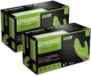 GLOVEWORKS HD Green Nitrile Gloves Medium, 8 mil Nitrile Disposable Gloves with Raised Diamond Grip, 2 Boxes of 100 Gloves