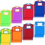 Book Bags for Classroom Nylon Book Pouch Bulk Reading Book Bag with Name Tags Student Bags for Classroom Kids Store Books School Work Reading Supplies, 11.8 x 9.8 Inch (16 Pcs)