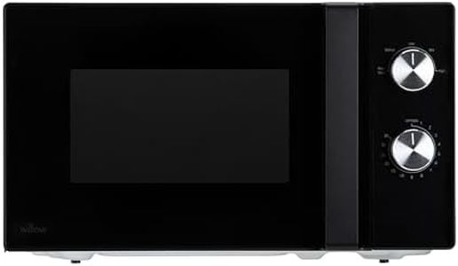 Willow W20MWB 20L Solo Microwave, 700W Small Microwave Oven with 5 Power Levels, Mechanical Timer, Defrost Function, Manual Control - Black