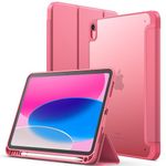 JETech Matte Case for iPad 10 (10.9-Inch, 2022 Model, 10th Generation) with Pencil Holder, Frosted Translucent Back Slim Stand Protective Tablet Cover (Pink)