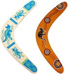 Inborntrait Boomerang for Kids 2 Pack, Australia Style Wooden Handmade Boomerangs, V-Shaped Returning Boomerangs for Ages above 10 Years Old Kids and Adult (Blue and Light Brown)