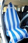 Aak Shas Latest car seat Towel with Tie Knot 550 GSM for All Cars Seats (1, Blue Line)