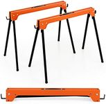 GOFLAME 2-Pack Folding Sawhorses, Portable Metal Saw Horses with Convenient Handle & Detachable 2 x 4 Support Arms, 1322 Lbs Weight Capacity of Per Sawhorse, No Assembly Required