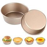 2PCS Air Fryer Egg Moulds Burger Mold, 4'' Ramekins for Air Fryer, Egg Ring Molds for Baking, Non Stick Moulds for Fried Egg Muffin Sandwiches, Breakfast Household Kitchen Cooking Tool(Gold)