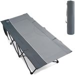 TIMBER RIDGE Camp Beds for Adults, Folding Camping Bed Single with Side Pocket Portable 150kg Capacity, Extra Wide Sleeping Cot with Carry Bag for Outdoor Travel Camping Office Indoor Fishing, Grey