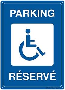 AUA SIGNALETIQUE - Panneau Prépercé (4 Trous) avec Angles arrondis - PVC Rigide 1.5 mm - (150x210 mm, Parking Réservé Handicapés)