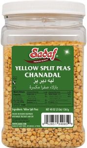 Sadaf Yellow Split Peas - Chanadal - Yellow Split Peas for Cooking and Food Flavoring - Dried Yellow Split Peas - Kosher - 3 lbs Jar