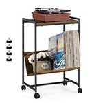 End Tables with Wheels Narrow Side Table Night Stand Storage End Table Coffee and End Table Sets Small Side Table for Small Spaces Bedroom Living Room, Rustic Brown