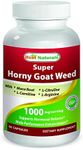 Best Naturals Horny Goat Weed Extract with Maca, Ginseng & Arginine, 60 Capsules - Natural Performance & Libido Boost Complex for Men & Women