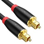 Digital Optical Audio Cable Toslink Cable - [24K Gold-Plated, Ultra-Durable] Syncwire Fiber Optic Male to Male Cord for Home Theater, Sound Bar, TV, PS4, Xbox, PlayStation & More - 9.8ft Black