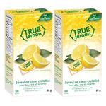 TRUE LEMON Water Enhancer, Bulk Dispenser, 0 Calorie Drink Mix Packets For Water, Sugar Free Lemon Flavoring Powder Packets, 100 Count (Pack of 2)