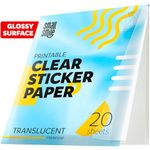 95% Clear Sticker Paper for Inkjet Printer and Laser – 20 Sheets, 8.5x11 Transparent Sticker Paper, Printable Vinyl, Waterproof Clear Labels for DIY Stickers & Decals