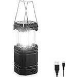 Mesqool Camping Lantern, Rechargeable Camping Lights with Solar, Hand Crank and USB Charger, Collapsible Tent Light with Handles, Portable Electric LED Light for Outdoor Camping and Tent