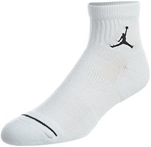 Jordan Nike Unisex Jumpman High-Intensity Quarter Sock (3 Pair) White/White/White/Black Large (Men's 8-12)