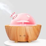 Glass Essential Oil Diffuser Wood Grain Base,280ml Aromatherapy Cool Mist Humidifier,LED Light in 7 Colors with Waterless Auto-Off Protection for Office,Home,Yoga,Spa