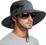 HSR Unisex Cotton Lightweight Breathable Stylish Summer Hat, UV, Sun Protection Round Cap for Travel, Hiking, Gardning, Fishing (Alpha, Free Size, Dark Grey)