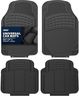 ZENO 4 Piece Universal Car Mats | Universal Floor Car Mats | Heavy Duty Rubber Mats | Non Slip All Weather Mats for SUVs, Vans, Trucks & Cars | Easy To Clean | Waterproof | Black