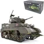 MechPuConToy 1:16 RC Tank, 2.4G M5A1 Light Tank Simulated Military Vehicle Model with Sound Light Smoke Effects
