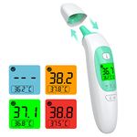 Ear Thermometer, Digital Forehead Thermometer for Adults Children Baby, KKmier Non Contact Medical Temperature Thermometer for Home Use with 3 Color Fever Alarm, CE Certificated