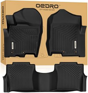 OEDRO Floor Mats Fit for 2017-2021 Nissan Titan / 2016-2021 Nissan Titan XD Crew Cab with 1st Row Bucket Seat, Unique Black TPE All-Weather Guard Includes 1st and 2nd Row: Full Set Liners