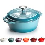 Cast Iron Dutch Oven, 22cm 3L 4.3kg - Round, Heavy-duty Cast Iron Casserole Dish With Lid, Non-Stick Enameled Dutch Oven for All Cooktops (Sky Blue)