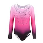 Sinoem Gymnastics Leotards for Girls Long Sleeve/Sleeveless Gradient Color Sparkle Leotard Dancing Ballet Gymnastics Athletic for Little Girl