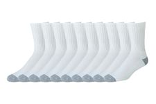 Amazon Essentials Men's 10-Pack Cotton Half Cushioned Crew Socks, White, Shoe Size: 12-16