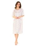 Suzy & Me Ladies Cotton Button Through Nightdress(IVORY L-XL)