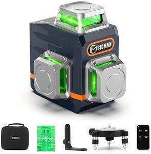 CIGMAN Laser Level Self Leveling 3x360° 3D Green Cross Line for Construction and Picture Hanging, Rechargeable battery, Remote Controller, Magnetic Rotating Stand Included