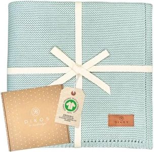 DIKOS Manta Bebé Menta 100% algodón orgánico Gots | mantita bebé recién Nacido | Manta de Punto Bebe para Niño y Niña | Accesorios para Bebes | Arrullo Bebe Recien Nacido Regalos Bebe Canastilla Bebé