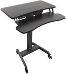 Mount-It! Electric Mobile Height Adjustable Standing Workstation with Wheels | Rolling Sit Stand Workstation with Programmable Height Adjustment Controller | 31.5 x 14.5 in Tabletop