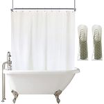 YISURE Shower Curtain for Clawfoot Tub, All Wrap Around Waterproof Extra Wide Long Curtain with 6 Magnets, White, 180 x 70 Inches