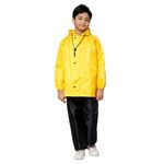 THE CLOWNFISH Duke Series Kids Waterproof Polyester Double Coating Reversible Raincoat with Hood and Reflector Logo at Back. Set of Top and Bottom. Printed Plastic Pouch. Kid Age-8-10 years (YL)