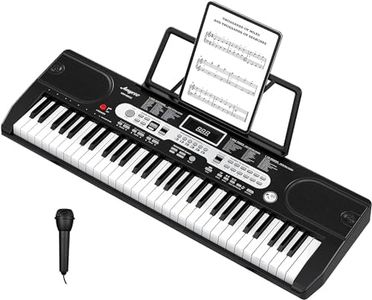 Homfan Keyboard Piano, 61 Key Piano Keyboard for Beginner/Professional, Electric Piano with Microphone & Piano App, LCD,Keynote Stickers,Supports MP3/USB MIDI/Microphone/Insertion of the pedal