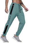 JUGULAR Men's Regular Fit Cotton Track Pants for Gym, Running, Jogging, Yoga with Zipper Pockets (in, Alpha, M, SURF Blue)