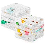 Pack of 10 Baby Cotton Washcloths, Natural Muslin Baby Wipes, Soft Newborn Washcloths, Muslin Face Cloth for Sensitive Skin, 30 x 30 cm