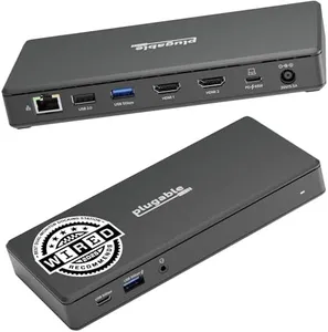 Plugable USB C Docking Station Dual Monitor 2 HDMI Ports, Power Delivery Dock, Dual 4K Monitor for Windows, ChromeOS, 1x USB-C, 3X USB, Ethernet, and Audio - Driverless (UD-MSTH2)