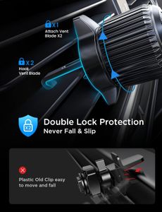 LISEN Car Phone Holder – 360° Rotating Air Vent Mount, Ultra Stable, Fits 4-7" Smartphones