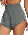 BALEAF Women's 3" Workout Shorts High Waisted Athletic Running Shorts with Liner Sports Lightweight Quick Dry Gray M